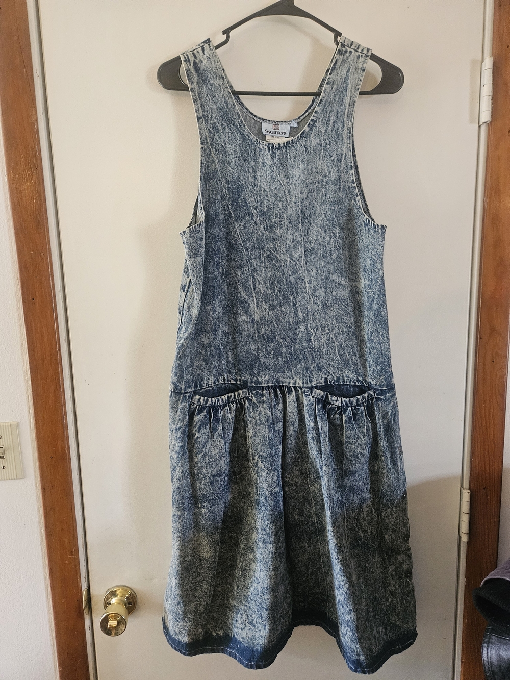 Sycamore Vintage Acid-Wash Denim Midi Dress Small